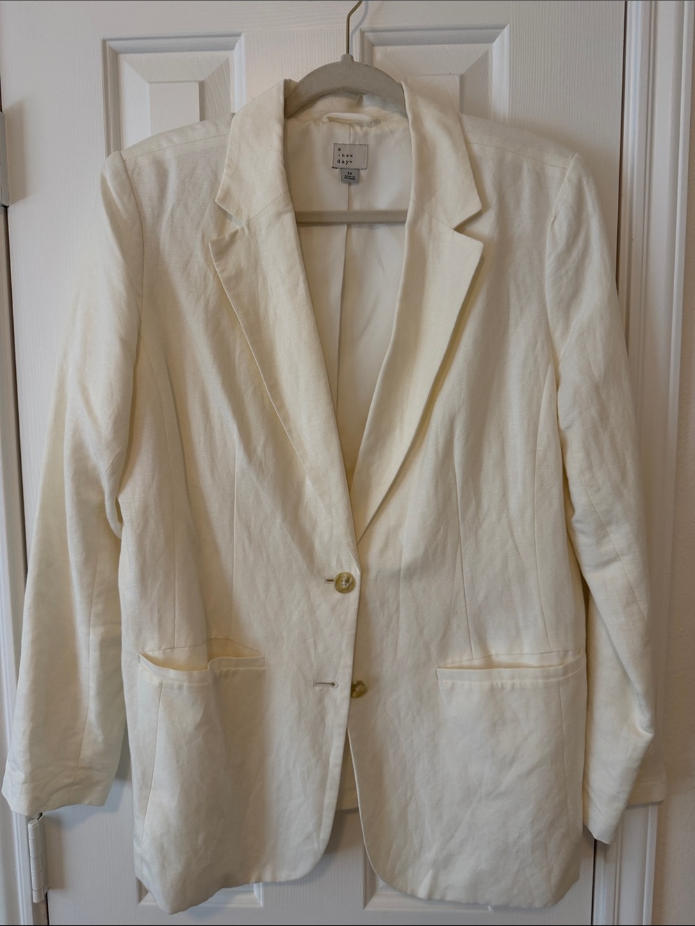 a new day Cream Single-Button Tailored Blazer